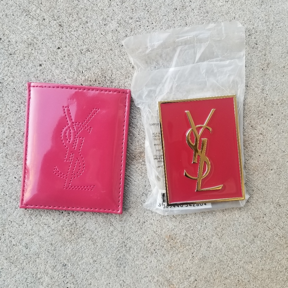 NWT PinkGold YSL Yves Saint Laurent Enamel mirror